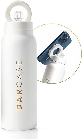 DARCASE Premium Magnetic Water Bottle with Phone Mount - Insulated Stainless Steel Bottle, Leak Proof Reusable Water Bottle with Phone Holder Tripod for Workout, Travel & Content Creation - 24oz in Saudi Arabia