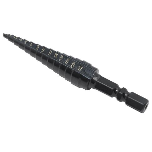 M2 HSS Quick Change 1/8" - 1/2" Step Drill Bit, Double Fluted Drill Bits, for Hole Drilling in Stainless Steel, Aluminum, Copper, Plastic, Wood, 1/4" Shank Step Bits in Saudi Arabia