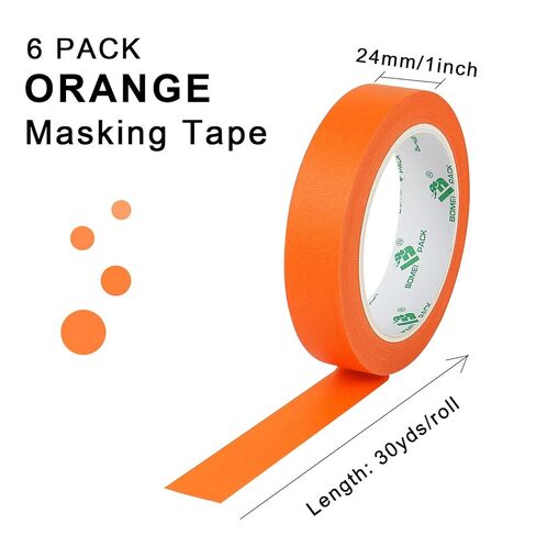 BOMEI PACK 6 Pack Orange Painters Tape, 0.94" x 30yds, Premium Painting Masking Tape, Clean Release Paper Tape for Home and Office in Kuwait