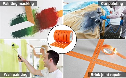 BOMEI PACK 6 Pack Orange Painters Tape, 0.94" x 30yds, Premium Painting Masking Tape, Clean Release Paper Tape for Home and Office in Kuwait