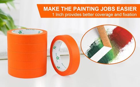 BOMEI PACK 6 Pack Orange Painters Tape, 0.94" x 30yds, Premium Painting Masking Tape, Clean Release Paper Tape for Home and Office in Kuwait