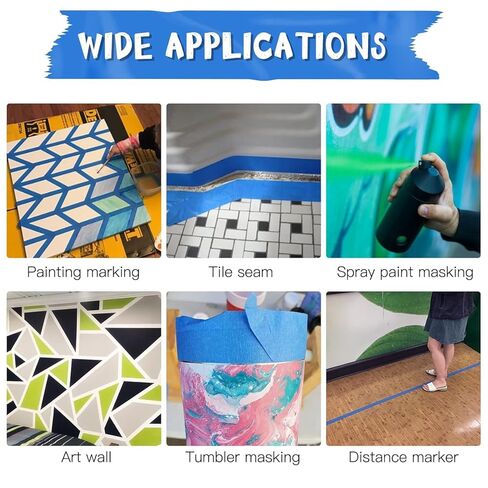 Blue Painters Tape, 0.59 Inch x 2Yards x 3 Rolls Masking Tape, Wall Paint Tape, Painting, DIY Art Supplies, Cutting, Decorating, Edge Treatment Multi Surface Paint Tape in Saudi Arabia