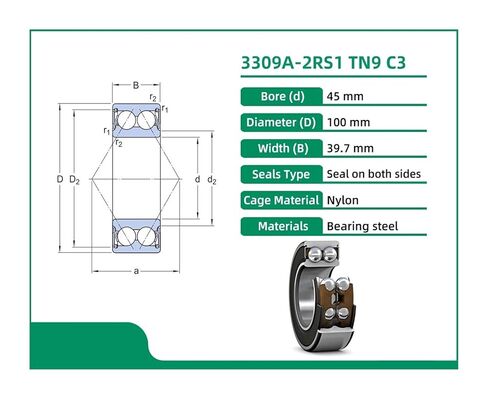 3309A-2RS1 TN9 C3 3309 45x100x39.7 محامل كروية الاتصال الزاوي المزدوج in Saudi Arabia