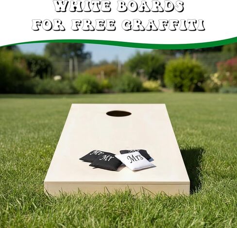 Soulchen Wedding Cornhole Set - 4 x 2 ft Solid Wood Cornhole Game Boards Set of 8 Regulation Size Bean Bag Portable Carrying Case Indoor Outdoor Toss Game for Adults Wedding Party Yard in Saudi Arabia