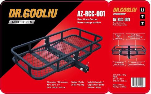 Universal Rear Cargo Carrier – Heavy-Duty Golf Cart Hitch Mount Rack, 2" Receiver – Black Steel Utility Basket by Dr. Gooliu in Saudi Arabia