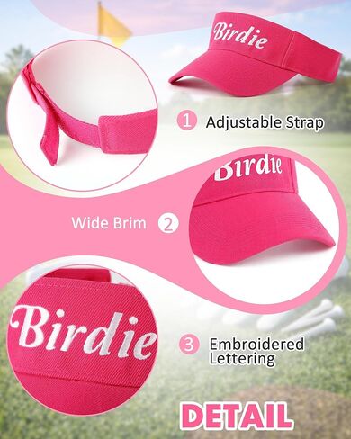 3 Pcs Women Girl Golf Hat Birdie Golf Visor Moisture Wicking Sun Visors Hats for Tennis Running Outdoor Sports, Pink and White in Saudi Arabia