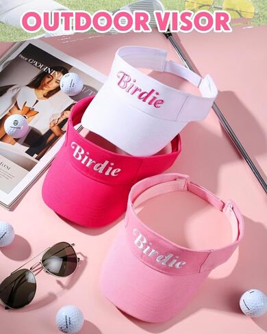 3 Pcs Women Girl Golf Hat Birdie Golf Visor Moisture Wicking Sun Visors Hats for Tennis Running Outdoor Sports, Pink and White in Saudi Arabia
