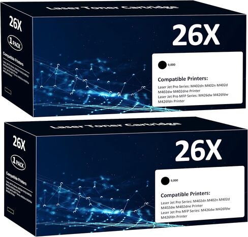 خرطوشة حبر سوداء 26X CF226X عبوة من قطعتين متوافقة مع خراطيش حبر HP 26X 26A CF226A CF226، Laser Jet M402n M426fdw، تعمل مع طابعة Laser Jet pro M402dn M402dw M402m Pro MFP M426dw M426fdn in Saudi Arabia