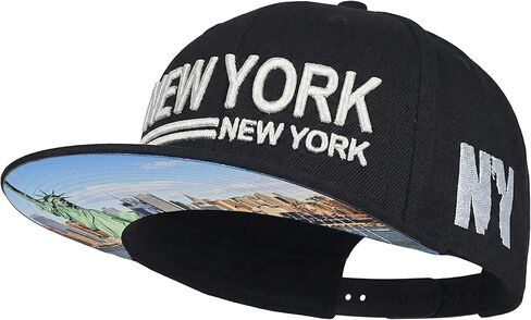 قبعة Snapback مطرزة ثلاثية الأبعاد في نيويورك باللون الأسود، معلم مدينة نيويورك الأيقوني + تصميم أفق تحت الحافة، تمثال الحرية في أيقونة نيويورك على الجانب، مزيج من الصوف الأكريليك، قابل للتعديل للرجال والنساء in Kuwait
