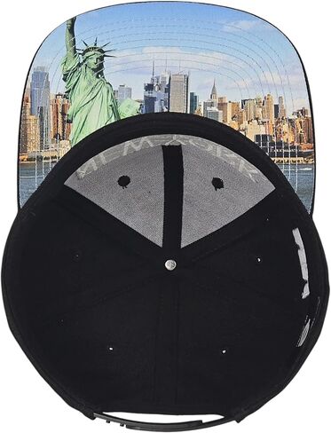 قبعة Snapback مطرزة ثلاثية الأبعاد في نيويورك باللون الأسود، معلم مدينة نيويورك الأيقوني + تصميم أفق تحت الحافة، تمثال الحرية في أيقونة نيويورك على الجانب، مزيج من الصوف الأكريليك، قابل للتعديل للرجال والنساء in Kuwait