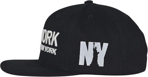 قبعة Snapback مطرزة ثلاثية الأبعاد في نيويورك باللون الأسود، معلم مدينة نيويورك الأيقوني + تصميم أفق تحت الحافة، تمثال الحرية في أيقونة نيويورك على الجانب، مزيج من الصوف الأكريليك، قابل للتعديل للرجال والنساء in Kuwait