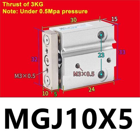 1pcs Pneumatic Small Three-axis Cylinder MGJ6/10-5/10/15/20mm Three Bar Micro Pneumatic Cylinder with Guide Rod(MGJ10x5-S) in Saudi Arabia