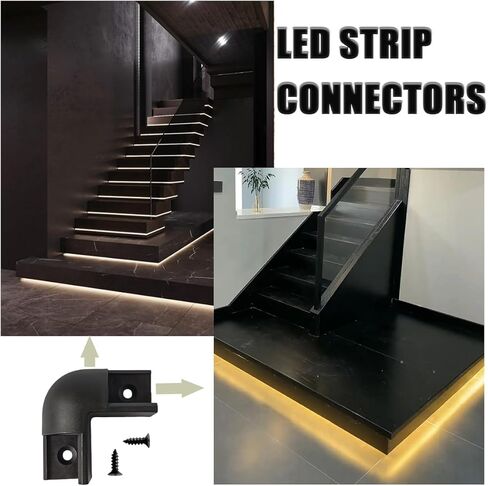 8 قطع 16 × 16 مم على شكل حرف V قناة شريط LED موصل أسود 270 درجة، حل وصلة دوارة بزاوية إيجابية مع مجموعة تثبيت، مجموعة زاوية خارجية مكونة من 45 غطاء منحني مع براغي ومرساة in Saudi Arabia