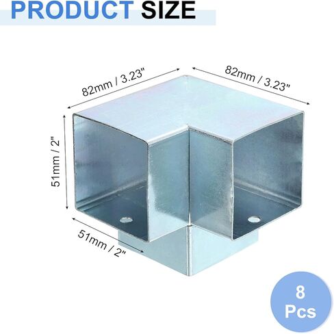uxcell 3-Way Gazebo Brackets Kit، الزاوية اليمنى قوس الزاوية النجارة DIY Post Base Kit for 2 "x 2" الخشب لكبائن سجل الفناء في الهواء الطلق (8 حزمة) in Saudi Arabia