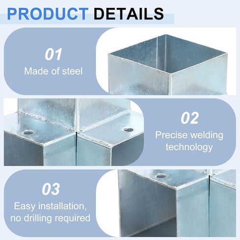 uxcell 3-Way Gazebo Brackets Kit، الزاوية اليمنى قوس الزاوية النجارة DIY Post Base Kit for 2 "x 2" الخشب لكبائن سجل الفناء في الهواء الطلق (8 حزمة) in Saudi Arabia