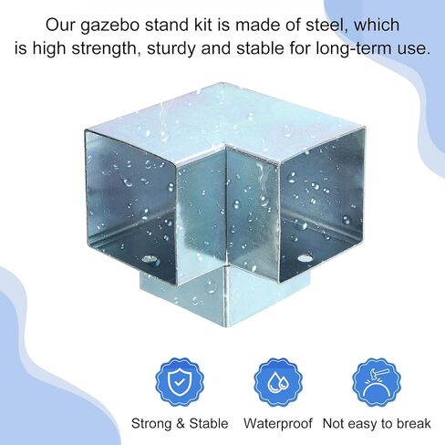 uxcell 3-Way Gazebo Brackets Kit، الزاوية اليمنى قوس الزاوية النجارة DIY Post Base Kit for 2 "x 2" الخشب لكبائن سجل الفناء في الهواء الطلق (8 حزمة) in Saudi Arabia