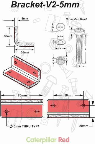 4 x V2, 5mm Thickness, Self Adhesive, Angled L Brackets, Polished Clear Transparent Acrylic + 20x M5 Bolts, Clear Right Angle Bracket, Corner in Saudi Arabia