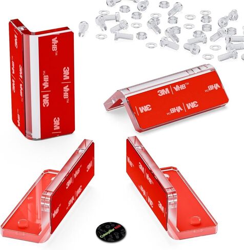 4 x V2, 5mm Thickness, Self Adhesive, Angled L Brackets, Polished Clear Transparent Acrylic + 20x M5 Bolts, Clear Right Angle Bracket, Corner in Saudi Arabia