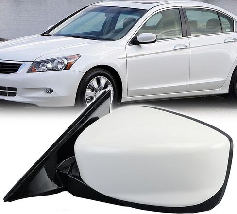 مجموعة مرآة جانبية بيضاء يمين لسيارة Honda Accord سيدان 2008 2009 2010 2011 2012 دليل ساخن قابل للطي 5 دبابيس جانب الركاب in Kuwait