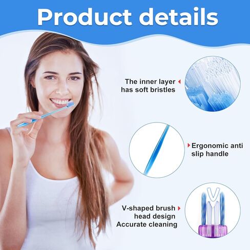6 Pack Orthodontic Toothbrushes with Covers, Soft Bristles V-Shaped Dental Brushes for Braces, Archwires, and Daily Oral Care in Saudi Arabia