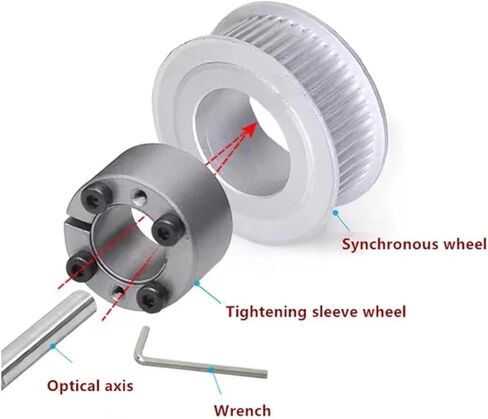 5M-45T/46T/48Teeth Timing Pulley Keyless Bushing Bore 5/6/6.35mm 5M Synchronous Wheel for Belt Width 10/15/20/25mm(Bore 6.35mm,45T (1PCS)_16MM(for Belt 15MM)) in Saudi Arabia
