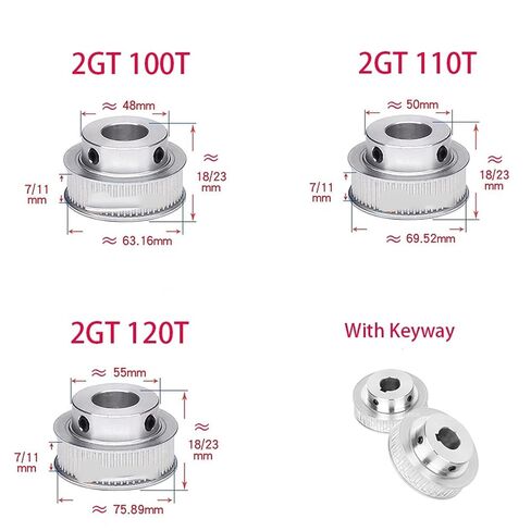 GT2 100 Teeth 110 Teeth 120 Teeth Timing Pulley BF-Type Bore 5mm to 25mm Suitable for Belt Width 6/10mm 2GT 100T 110T 120T(2GT-110T,6.35MM_for Belt Width 6MM) in Saudi Arabia