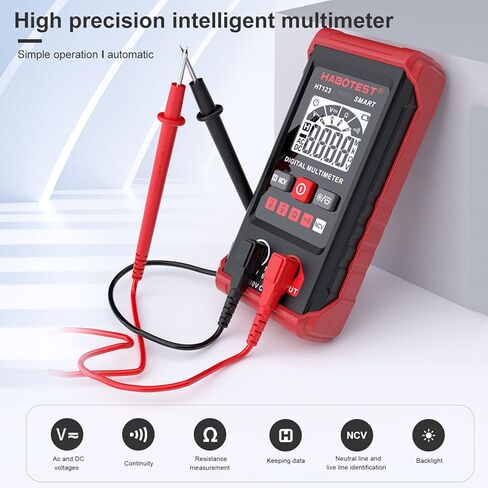 True RMS Multimeter 2000 Count HABOTEST HT123 Digital Multimeter Auto Multi-Meter 2000 Count True RMS قياس مقاومة الجهد ACDC اختبار NCV مع إضاءة خلفية LCD مصباح يدوي عقد البيانات in Saudi Arabia