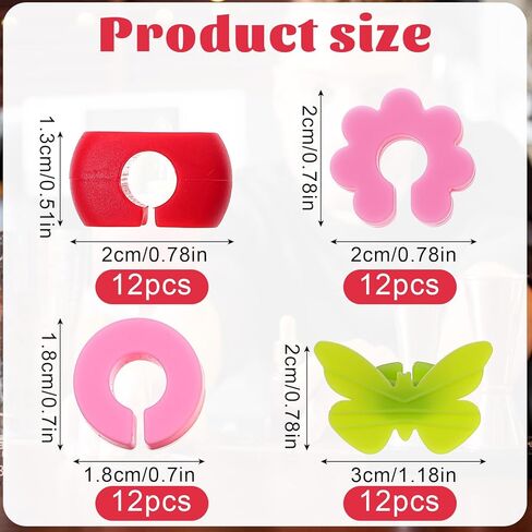 Lusofie 48 Pcs Wine Glass Markers Silicone Wine Glass Charms 4 Shapes Wine Charms for Stem Glasses Drink Markers Drink Labels for Party in Saudi Arabia