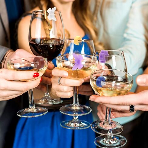 Lusofie 48 Pcs Wine Glass Markers Silicone Wine Glass Charms 4 Shapes Wine Charms for Stem Glasses Drink Markers Drink Labels for Party in Saudi Arabia