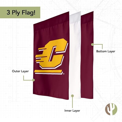 Desert Cactus Central Michigan University CMU Garden Flag – 19 x 12 inch Central Michigan Chippewas Banner, For Outdoor Display and Events (Design A) in Saudi Arabia