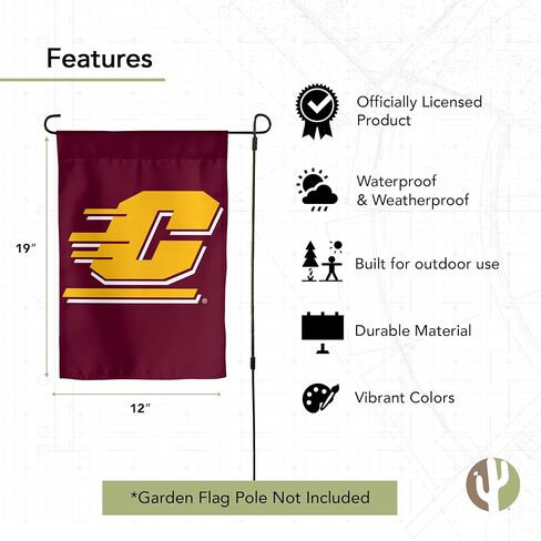 Desert Cactus Central Michigan University CMU Garden Flag – 19 x 12 inch Central Michigan Chippewas Banner, For Outdoor Display and Events (Design A) in Saudi Arabia