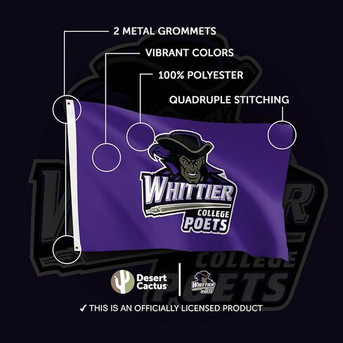Desert Cactus Whittier College WC Flag - 3 x 5 Feet Poets Banner, Indoor/Outdoor Durable Fabric, 100% Polyester Design (Style 1) in Saudi Arabia
