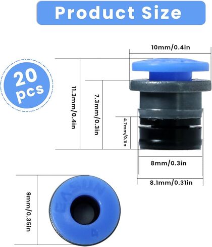 20 قطعة رأس موصل صمام هوائي للطابعة ثلاثية الأبعاد، مكونات PTFE ECAS04 مجموعة استبدال موصل صمام التحكم في الهواء لملحقات الطابعة ثلاثية الأبعاد in Kuwait