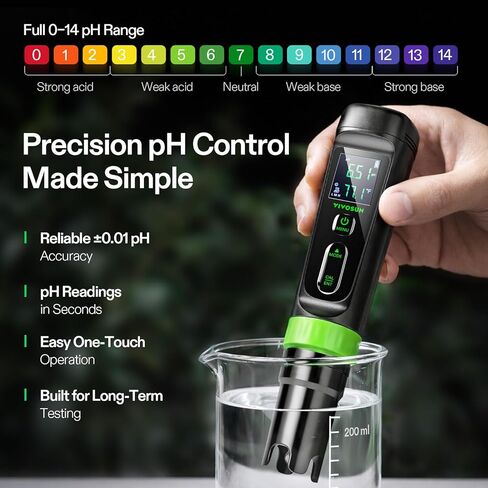 VIVOSUN Aerolab Digital pH Meter Kit ±0.01 High Accuracy, Waterproof pH Tester Pen with Replaceable Probe, LCD Display, Auto Temperature Compensation, Calibration Powder for Hydroponics, Gardening in Saudi Arabia