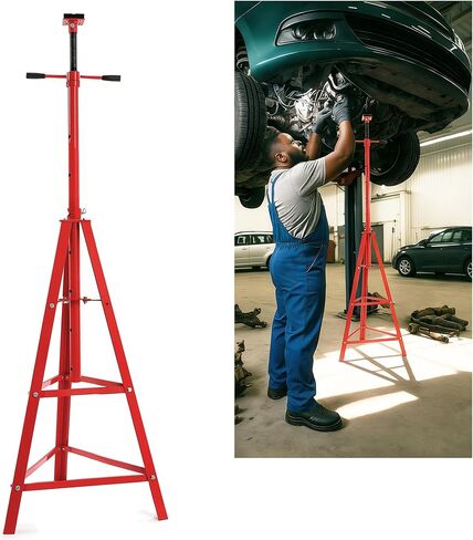 ECOTRIC 47-3/8"-84-1/2" Under Hoist Tripod Stand 2 Ton Heavy Duty High Lift Jack Stand Reach Capacity of up to 4000lbs for Garage Repair, Shops, DIY Powder Coated Red, Underhoist Support Stand in Saudi Arabia