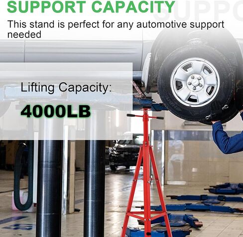 ECOTRIC 47-3/8"-84-1/2" Under Hoist Tripod Stand 2 Ton Heavy Duty High Lift Jack Stand Reach Capacity of up to 4000lbs for Garage Repair, Shops, DIY Powder Coated Red, Underhoist Support Stand in Saudi Arabia