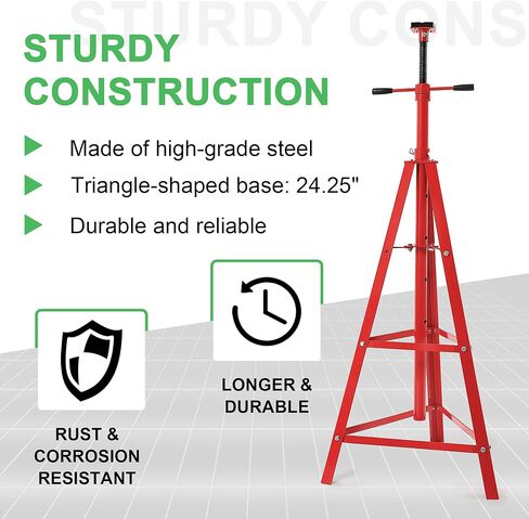 ECOTRIC 47-3/8"-84-1/2" Under Hoist Tripod Stand 2 Ton Heavy Duty High Lift Jack Stand Reach Capacity of up to 4000lbs for Garage Repair, Shops, DIY Powder Coated Red, Underhoist Support Stand in Saudi Arabia