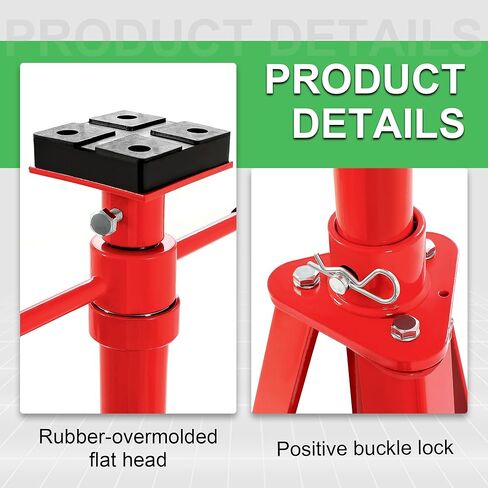ECOTRIC 47-3/8"-84-1/2" Under Hoist Tripod Stand 2 Ton Heavy Duty High Lift Jack Stand Reach Capacity of up to 4000lbs for Garage Repair, Shops, DIY Powder Coated Red, Underhoist Support Stand in Saudi Arabia
