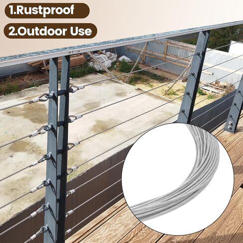 Antrader 0.8mm/1/32 Wire Rope Kit 100ft 304 Stainless Steel Wire with 10pcs Crimp Sleeves, 7x7 Strand Core Steel Wire in Saudi Arabia