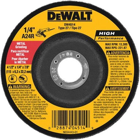 DEWALT DW4514B5 عجلة طحن معدنية مقاس 4-1/2 بوصة × 1/4 بوصة × 7/8 بوصة - 20 عبوة in Saudi Arabia