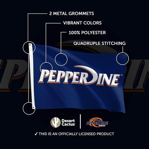 علم PU لجامعة Desert Cactus Pepperdine - لافتة مموجة بطول 3 × 5 أقدام، قماش متين للاستخدام الداخلي/الخارجي، تصميم بوليستر 100% (النمط 1) in Saudi Arabia