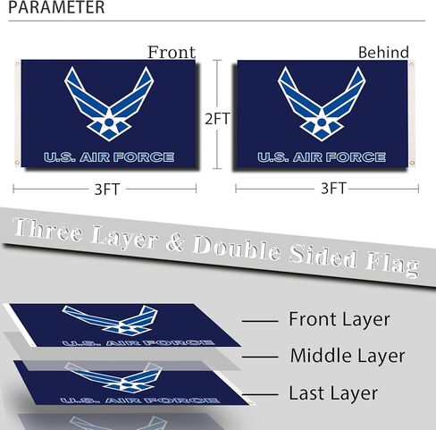 US Air Force Wings Military Flag Outdoor 2x3 Double Sided USAF Airforce Flags Banner 100% Polyester Fiber Bright Color with Durable Canvas Header and 2 Non Fading Brass Grommets in Saudi Arabia
