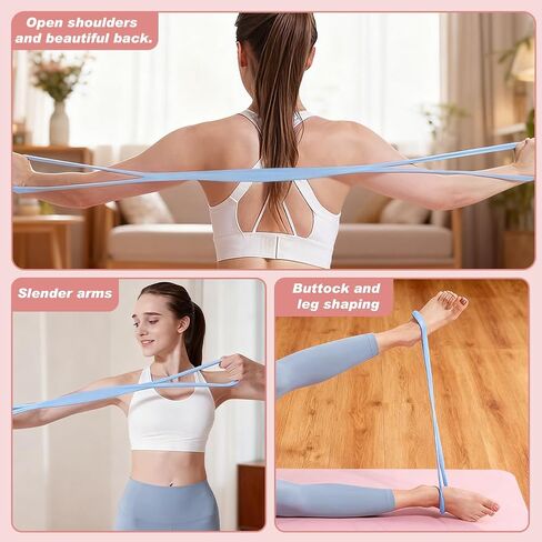 ‌Figure 8 Resistance Bands for Women & Men - 3 Levels (15lb/25lb/35lb) Silicone Workout Bands for Arms, Back, Shoulder Toning & Posture Correction - Portable Home Gym/Yoga in Kuwait
