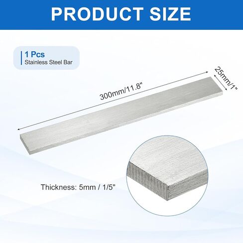 MECCANIXITY 316L Stainless Steel Flat Bar 1/5" Thickness 1" Width 11.8" Length Rectangular Metal Strips Brushed Finish for Kitchen Machinery Building Chemical Industry, 1pcs in Saudi Arabia