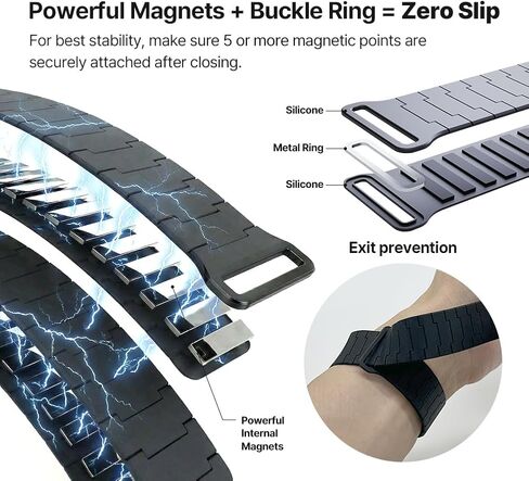 CALYX سيليكون سوار ساعة Apple مغناطيسي مع إبزيم مقاوم للماء متوافق مع iWatch Bands 38 مم 40 مم 41 مم 42 مم 44 مم 45 مم 46 مم 49 مم تصميم أنيق للنساء مناسب بشكل آمن للرياضة الأنيقة in Kuwait