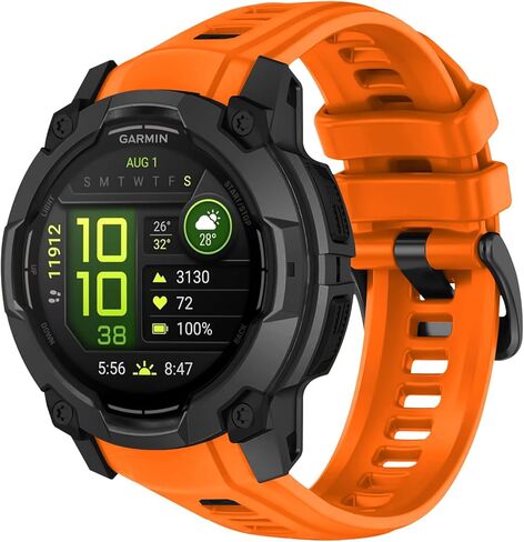 Sport Band Compatible for Garmin Instinct 3 45mm/Instinct 3 50mm, 22mm/26mm Soft Silicone Waterproof Adjustable Strap for Garmin Instinct 3 SOLAR/AMOLED for Men Women in Saudi Arabia