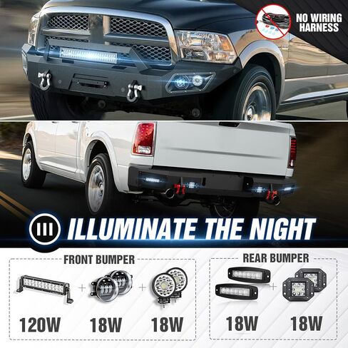 for Tacoma Front and Rear Bumpers Compatible with 2005-2015 Toyota Tacoma 2nd Gen with 9 x LED Lights, Winch Plate, Skid Plate, Sensor Holes, License Plate Frame, Paintable Armor & D-rings in Saudi Arabia