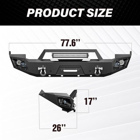 for Tacoma Front and Rear Bumpers Compatible with 2005-2015 Toyota Tacoma 2nd Gen with 9 x LED Lights, Winch Plate, Skid Plate, Sensor Holes, License Plate Frame, Paintable Armor & D-rings in Saudi Arabia