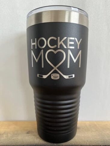 Hockey Mom Tumbler - 30 oz Black Tumbler w/Lid - Mom Gift - Hockey Gift ~ Mother's Day Gift Idea in Saudi Arabia