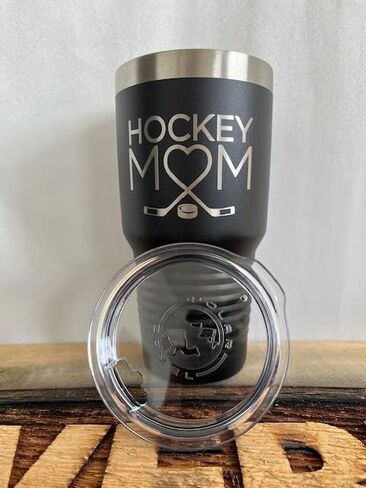 Hockey Mom Tumbler - 30 oz Black Tumbler w/Lid - Mom Gift - Hockey Gift ~ Mother's Day Gift Idea in Saudi Arabia
